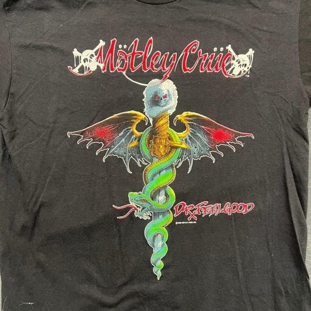 Vintage Motley Crue Shirt Mens XL Black 1989 Tour - Picture 2 of 10